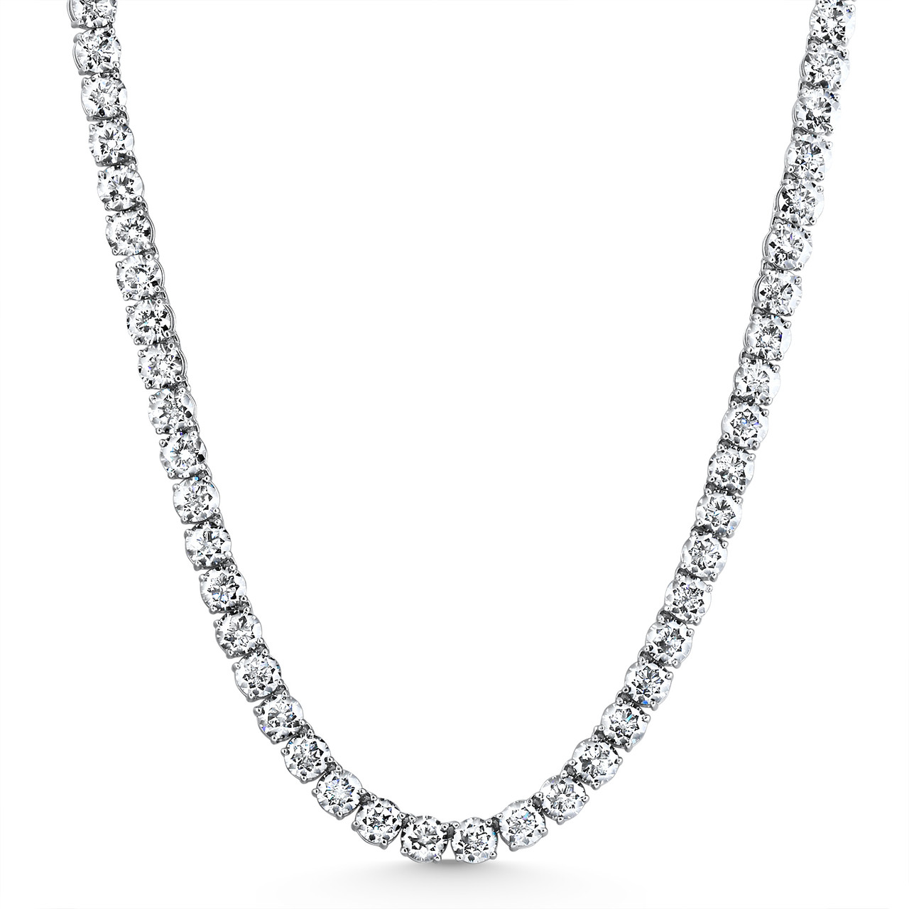 54Ct TW Diamond Tennis Necklace 14k White Gold 16.5